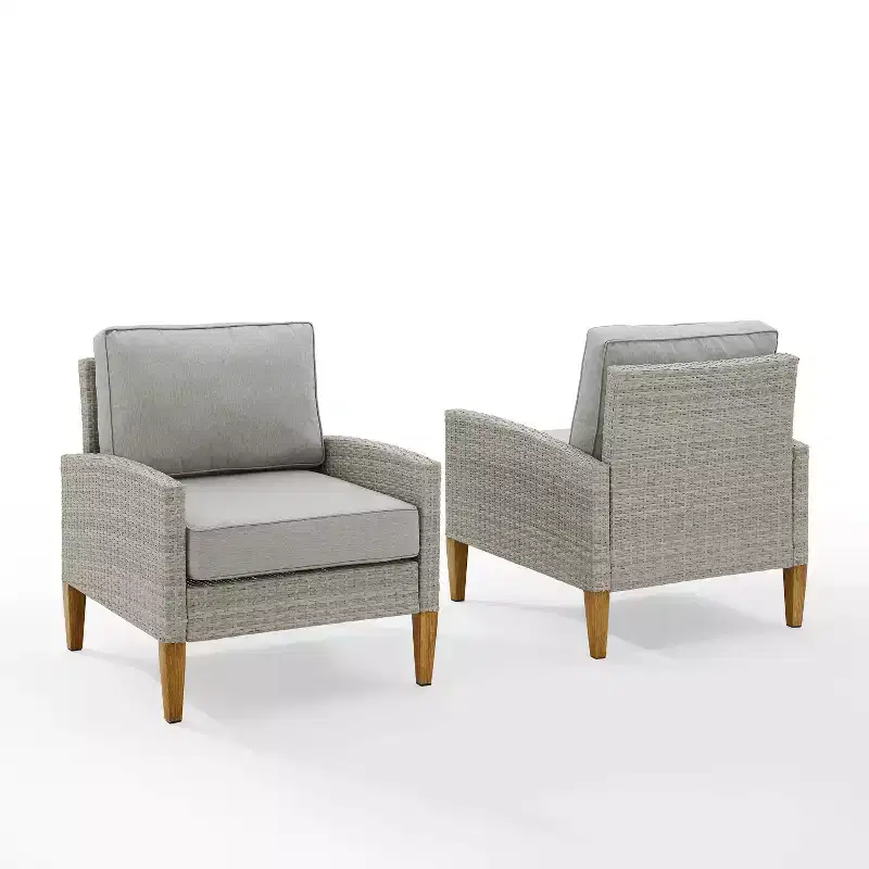 Capella Outdoor Wicker 2 Pc Chair Set Gray/Acorn - Crosley