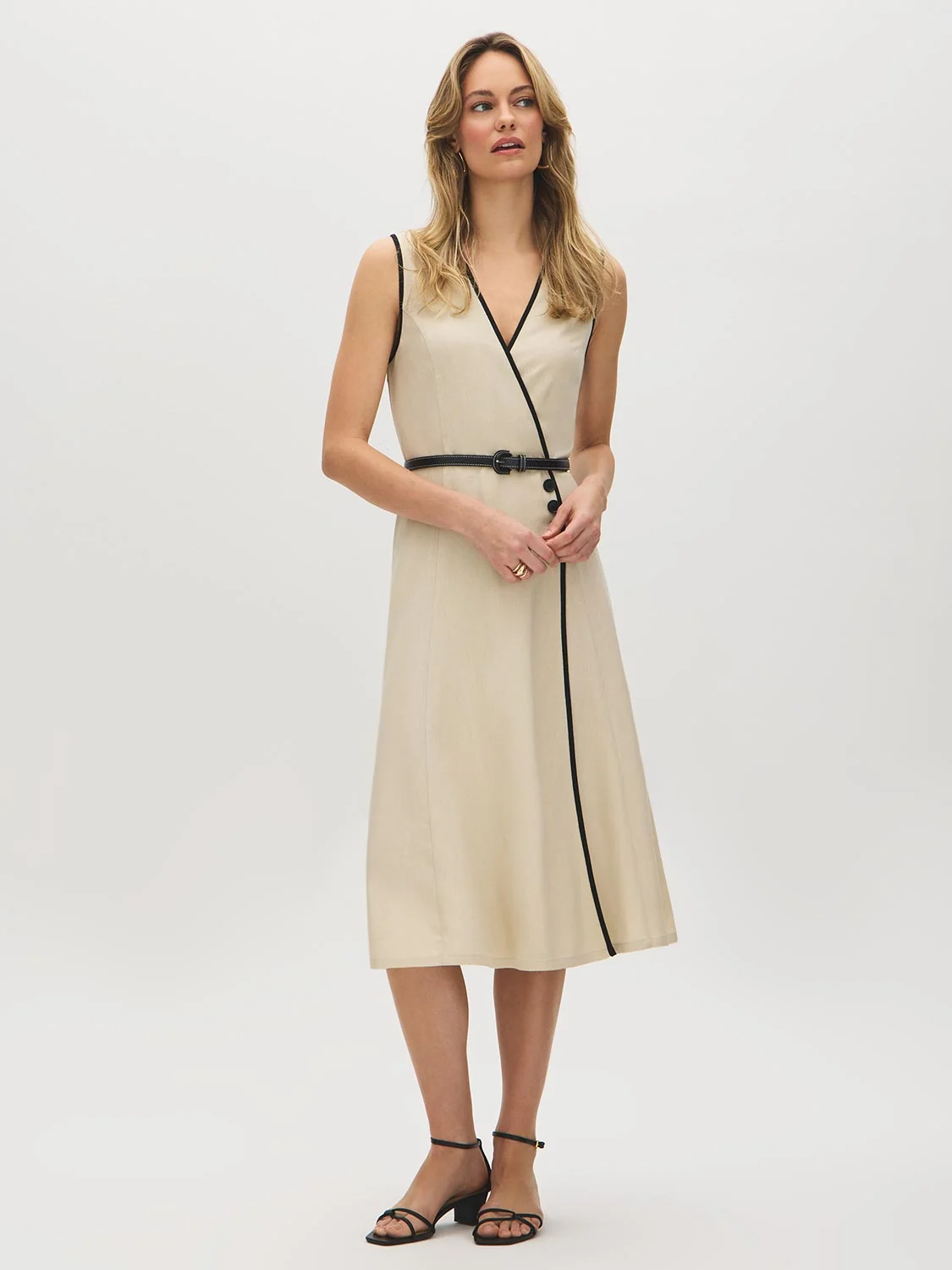 Cotton-Blend Wrap Midi Dress