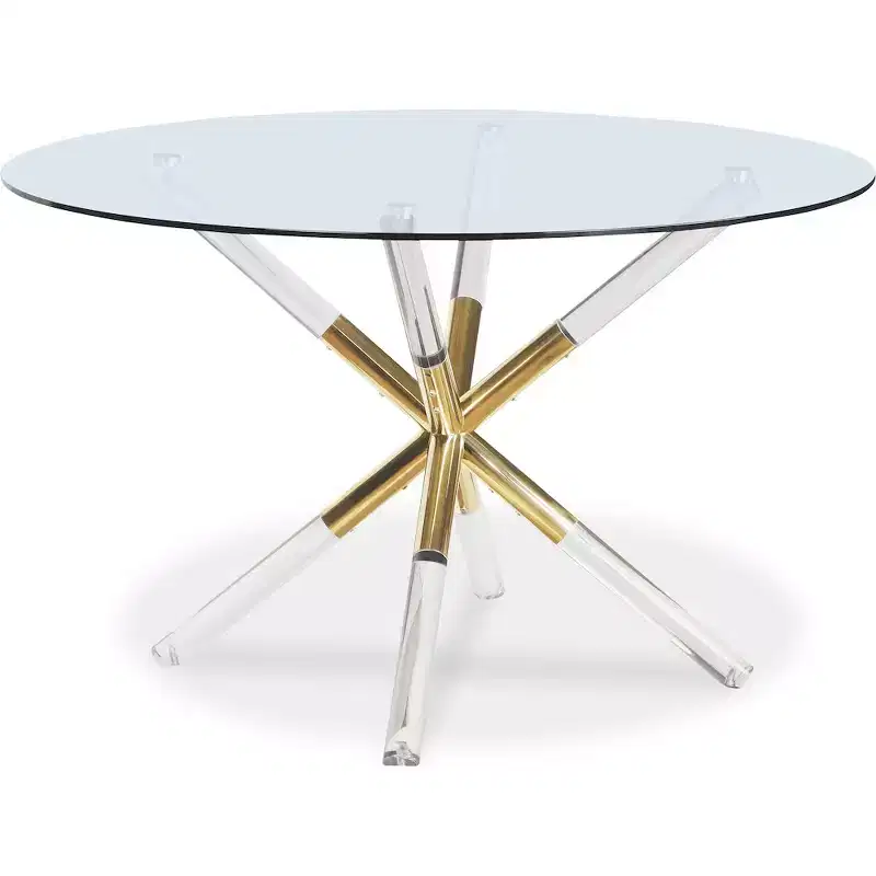 Meridian Furniture,Mercury Acrylic/Gold Dining Table