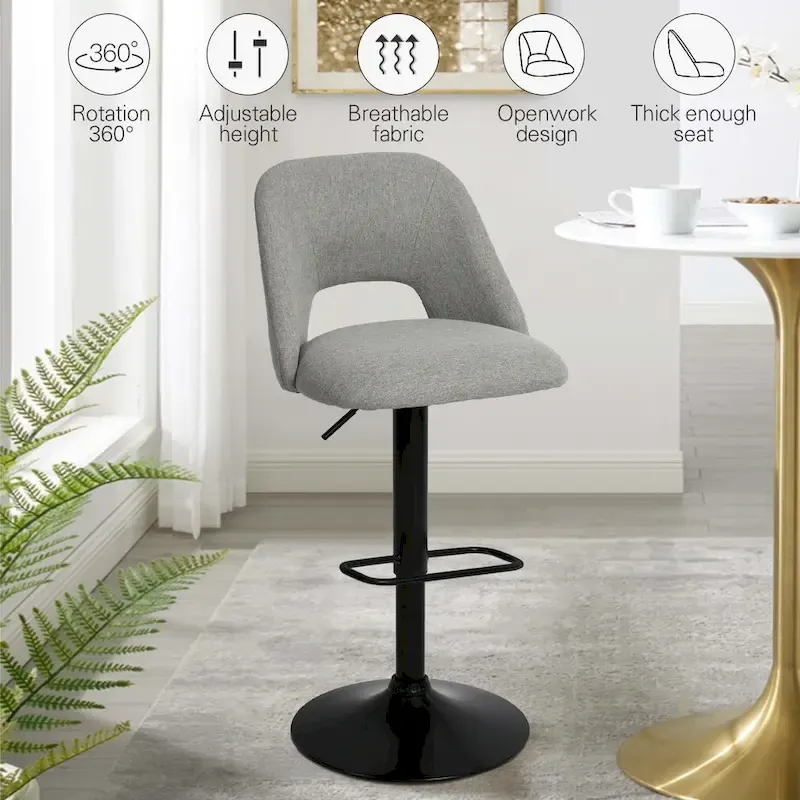 17.7 Bigger Base Vinyl Adjustable Height Swivel Bar Stool, Set of 2 - 32x17x17