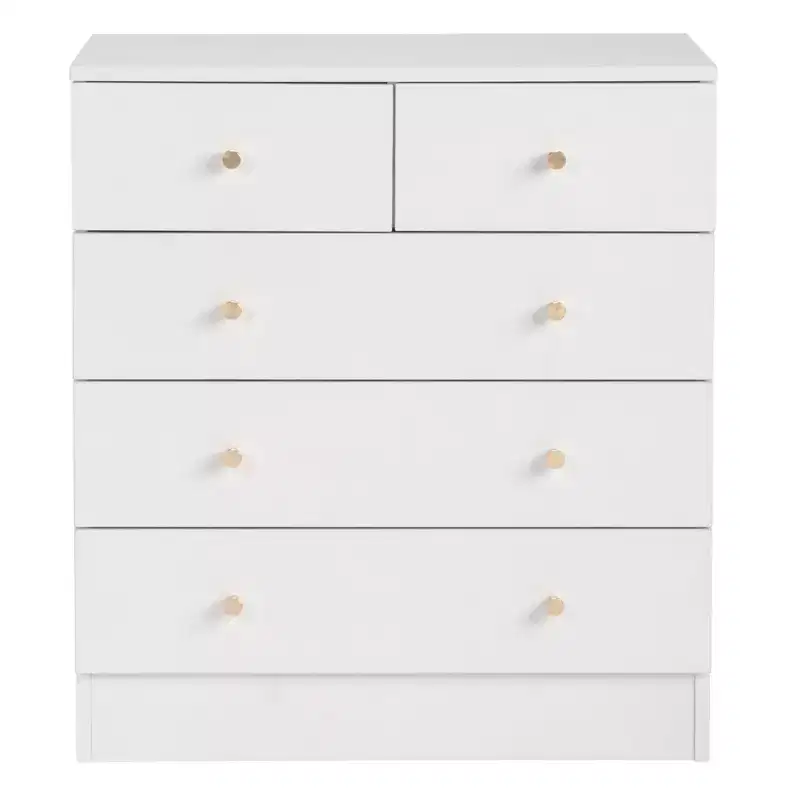 5-Drawer White Particle Board 25.98in. W Chest of Drawer