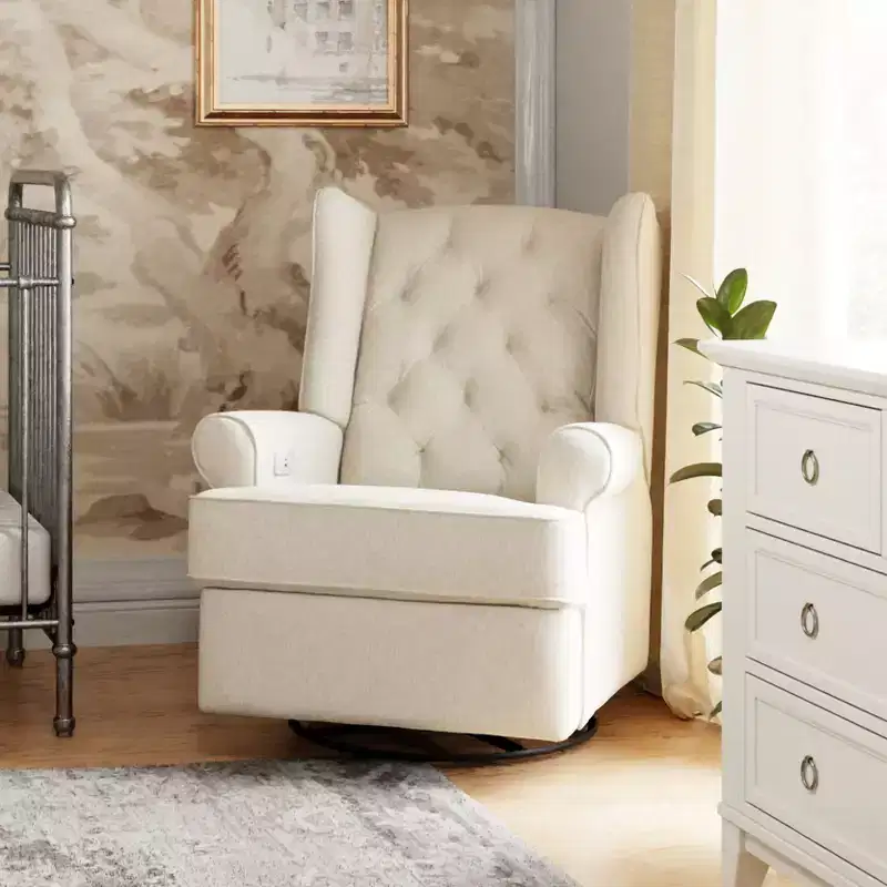 Namesake Harbour Electronic Recliner and Swivel Glider with USB Port - Performance Cream Eco-Weave