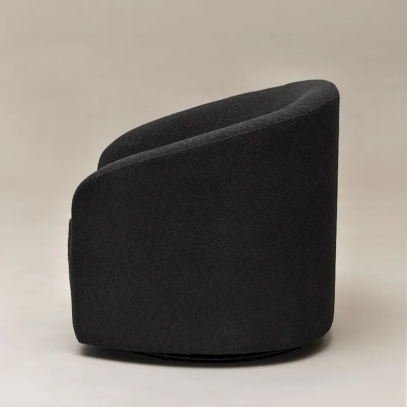 KINWELL 32W Boucle Upholstered Swivel Barrel Accent Armchair