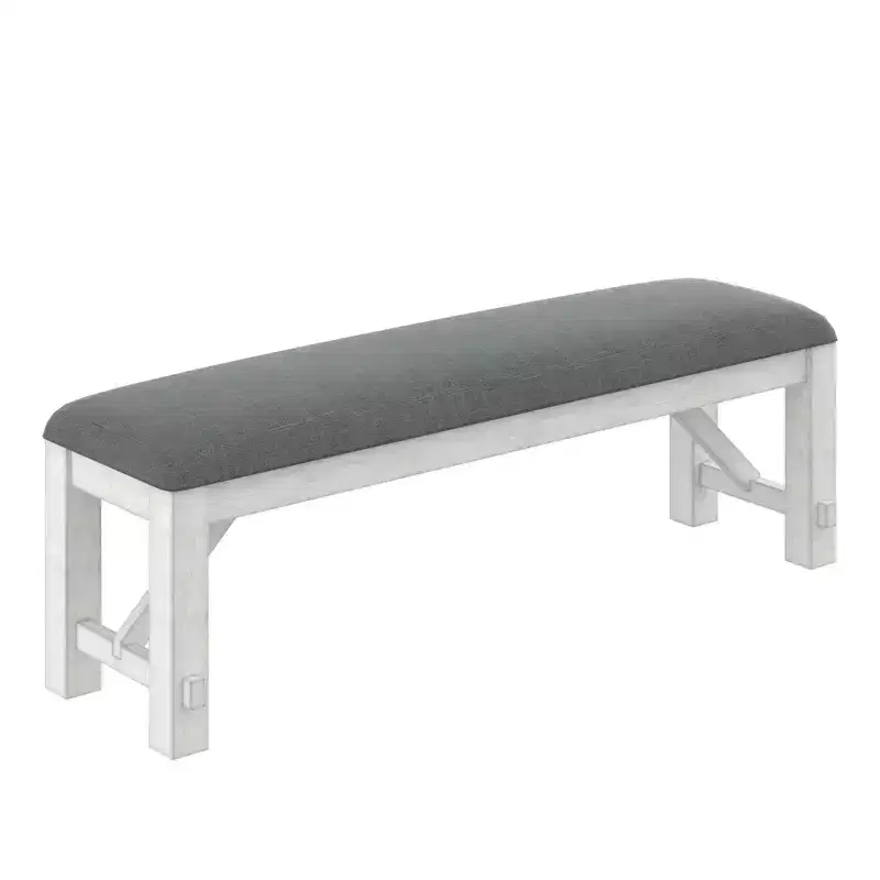 VECELO Rubber Wood Dining Bench, Upholstered Footstool, Bedside Stool for Dining Room or Kitchen, Gray