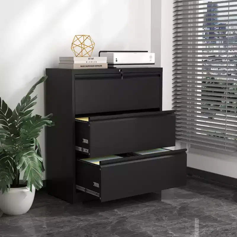 Lockable Lateral File Cabinet Heavy-Duty Metal for Home Office, Silent Full-Extension Slides, Anti-Tilt, Fits Letter/Legal/A4/F4