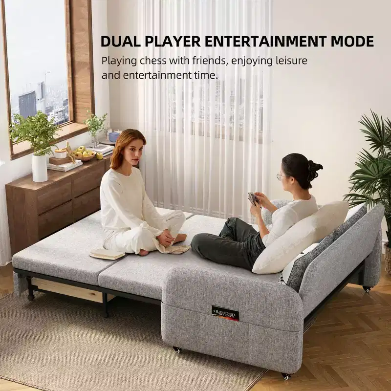 Luck Live Modern Adjustable sleeper sofa Pullout Sofa Bed with Modern Linen Fabric for Living Room