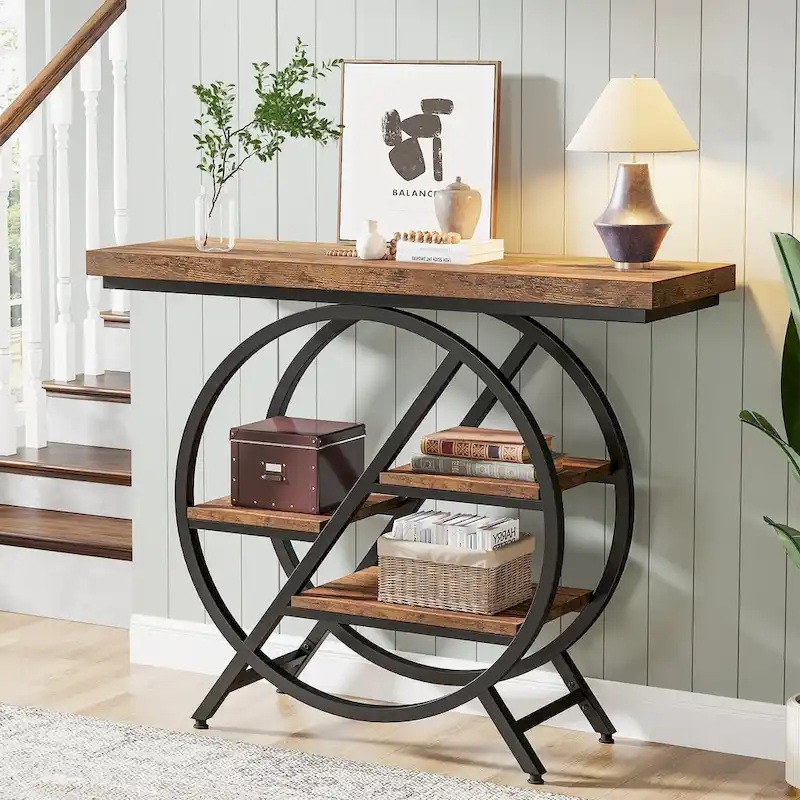 39.4-Inch Console Table, 4- Tier Industrial Entryway Table