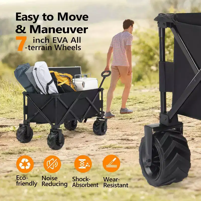 Karl Home 42'' W Portable Garden Cart Collapsible Utility Wagon