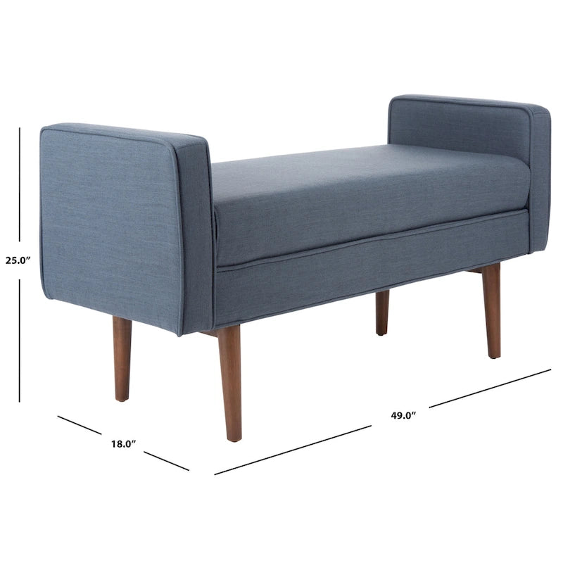 Mid-Century Modern 25-inch Bench - 49 W x 18 L x 25 H - 49Wx18Dx25H