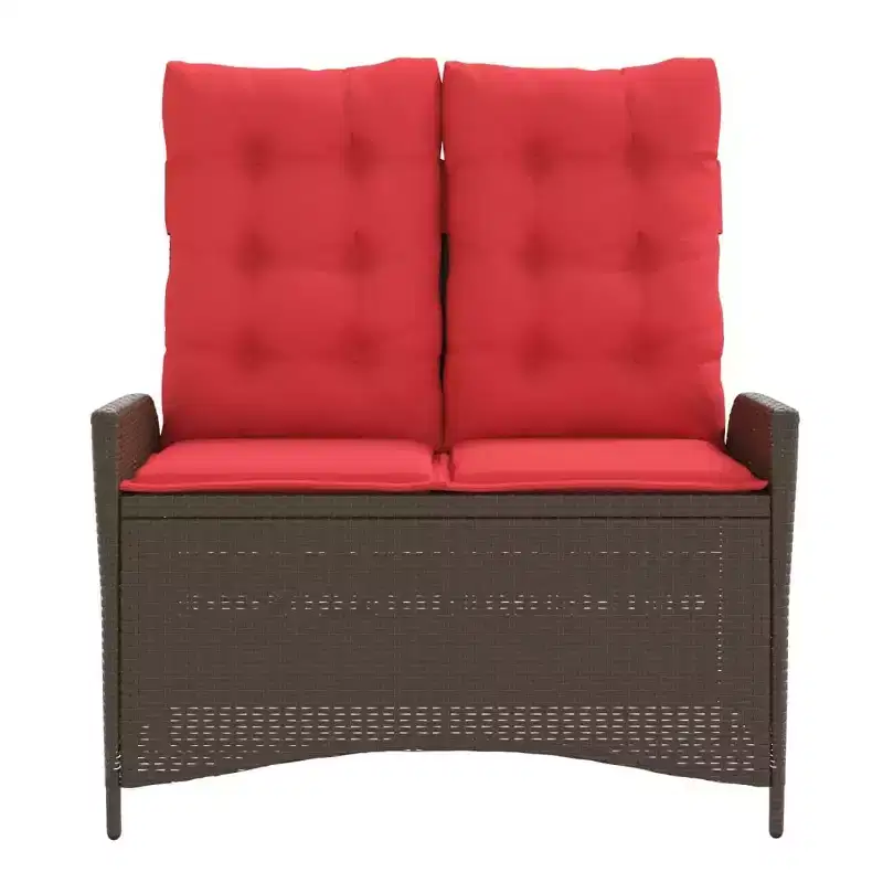 vidaXL Reclining Patio Bench with Cushions Seat Poly Rattan