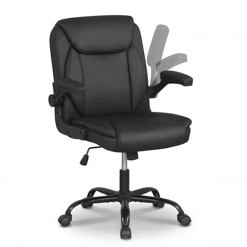 Leather Office Chair with Flip-up Armrests, Rocking Function and Adjustable Height