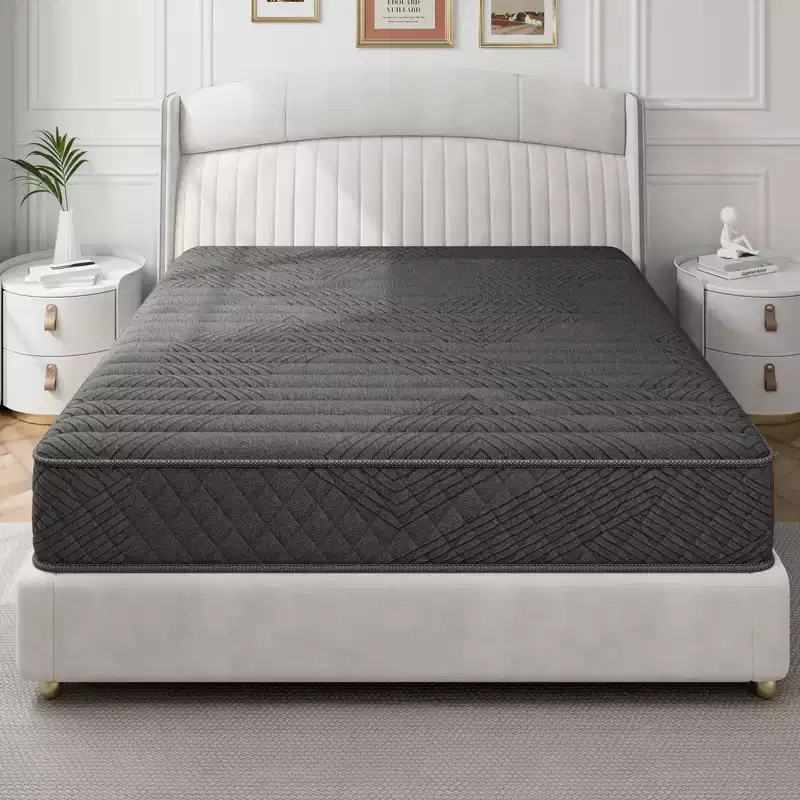 Swedrea Hybrid Mattress Breathable Medium Cooling Memory Foam Bed-in-a-Box, Black