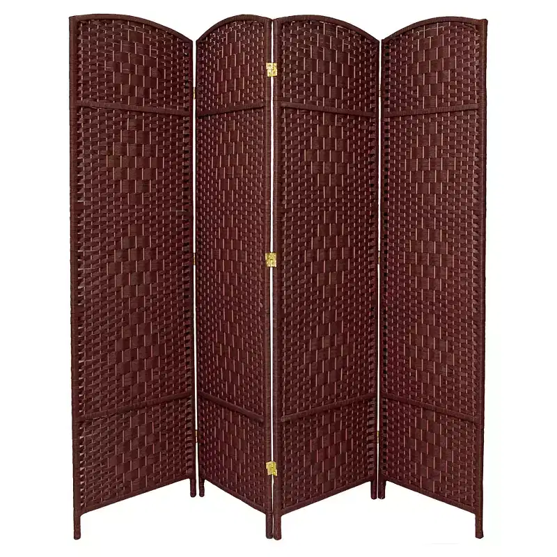 6 ft. Tall Diamond Weave Fiber Room Divider 4 Panels - Oriental Furniture
