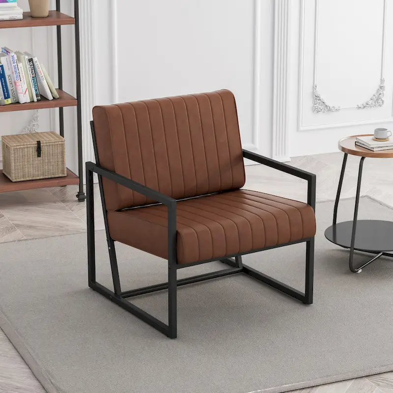 PU Leather Accent Chair with Padded Backrest