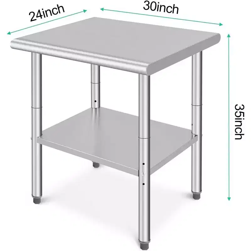 Stainless Steel Kitchen Work Prep Table Commercial Workbench Adjustable Height