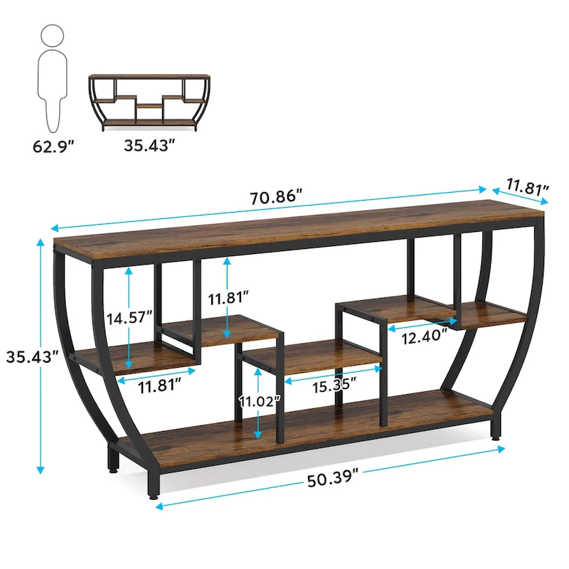 70.9 Inch Extra Long Console Table with Shelves,Sofa Console Table