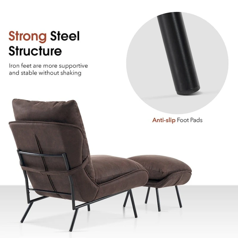 MCombo Accent Chair with Ottoman, Leathaire Fabric LW951