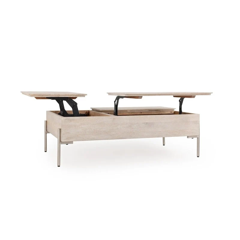 Classic Home Rocklin Mango Wood Lift Top Coffee Table in White