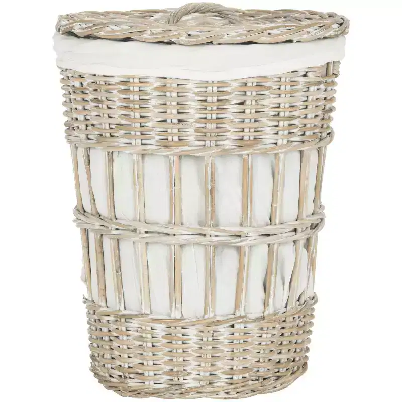 Maggy Laundry Basket with Liner - HAC6500 - White/White Washed - Safavieh