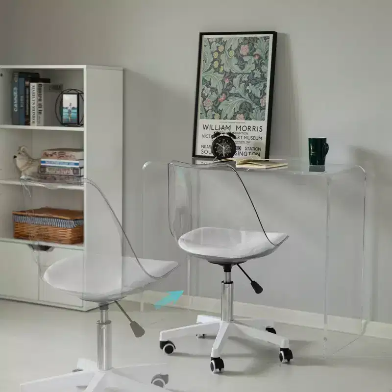 Fabulaxe Clear Acrylic Desk Chair - Armless Office Chair, Height Adjustable, Rolling Chair - Perfect for Home Office or Vanity with Swivel Function