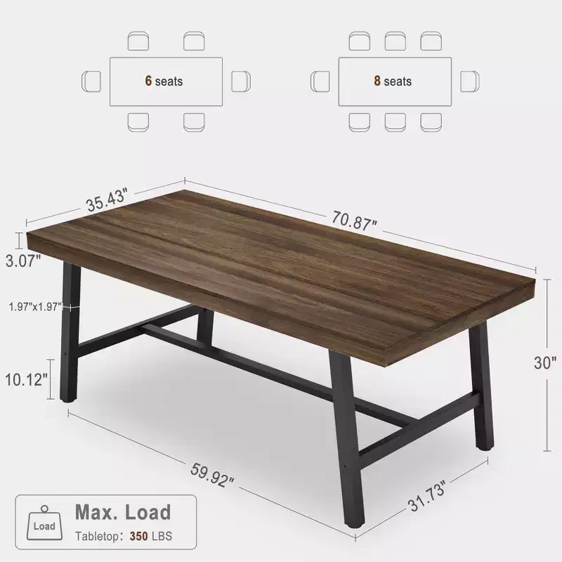 Industrial Computer Desk, Executive Pc Study Home Office Desk, Wood Simple Computer Desk, Writing Desk Computer Table Workstation for Home Office