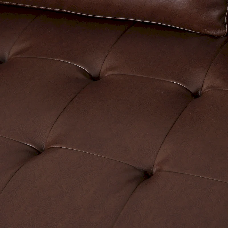 Modern 82.25 Faux Leather 3-Seater Sofa with Wood Legs
