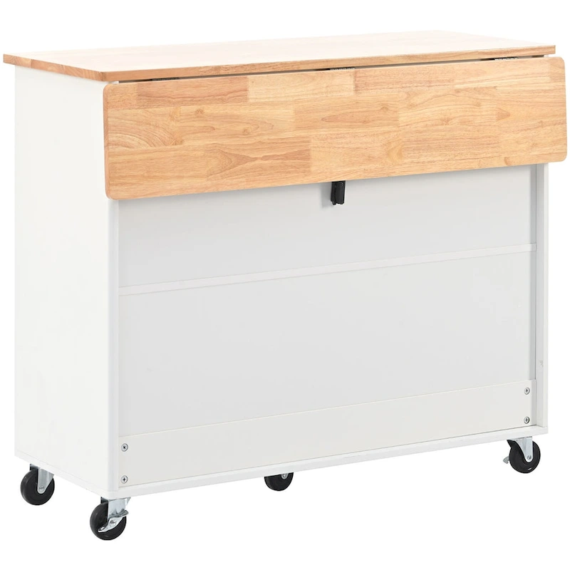 Kitchen Island with Drop Leaf, LED Light