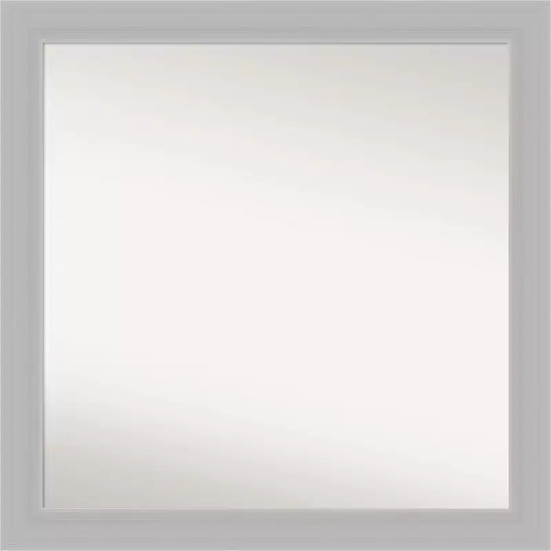 30 x 30 Non-Beveled Wood Bathroom Wall Mirror Brushed Sterling Silver - Amanti Art