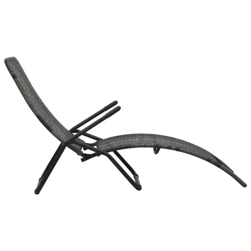 vidaXL Sun Lounger Grey Made of PE rattan and powder-coated steel