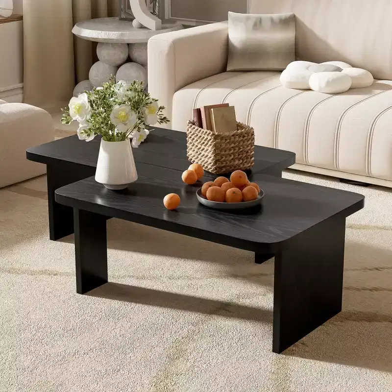 Coffee Table Set, Modern Minimalist Rectangle Splicing Design, Versatile Wooden Combination Table for Home Office and Living Room