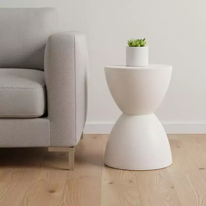 HomeRoots 17 White Heavy Duty Plastic Round Pedestal End Table