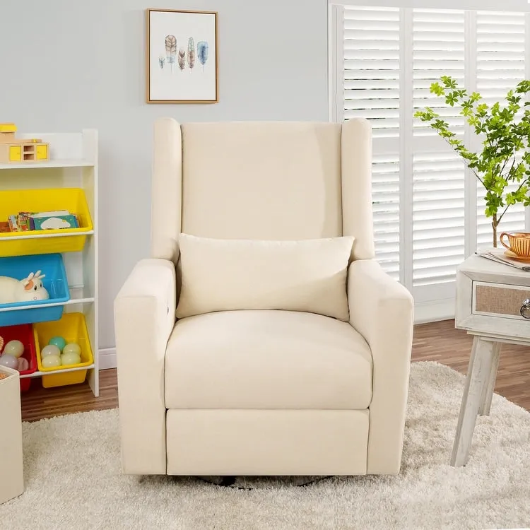 Tanya Luxury Power Motion Recliner Chair with Swivel Glider, Upholstered Living Room Reclining Sofa Chair with Lumbar Support