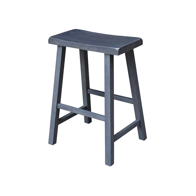 Solid Wood Saddle Seat Counter Height Stool - 24 Inch Seat Height