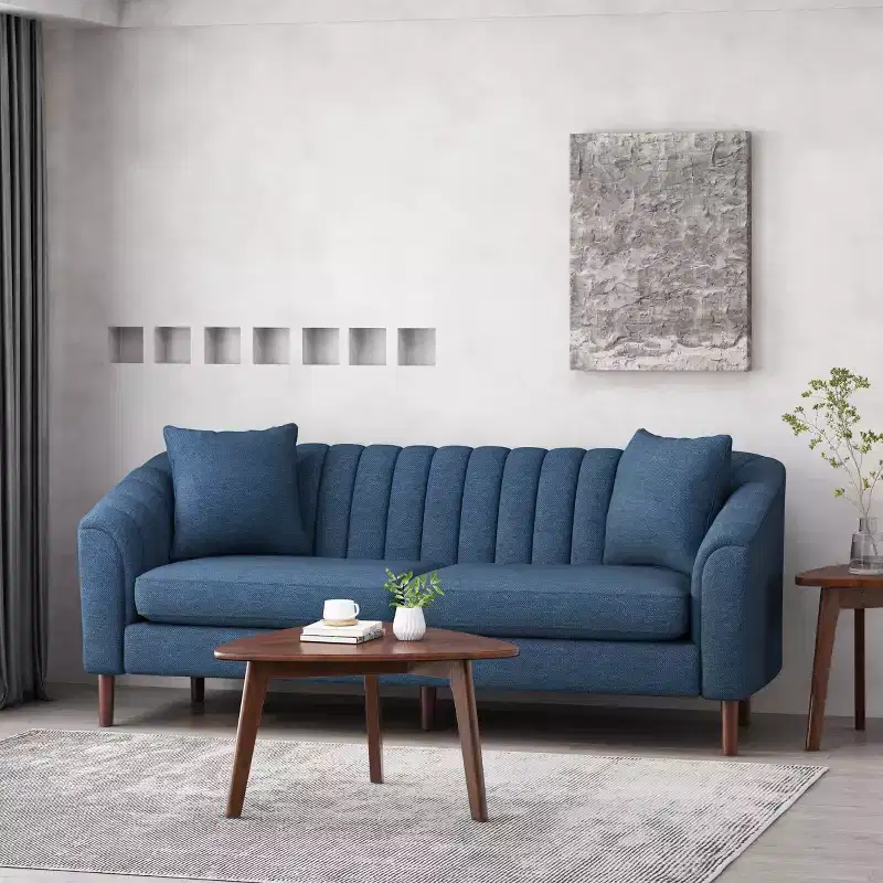 GDFStudio Shorey Contemporary 3-Seater Upholstered Sofa with Tufted Channel Stitch Design