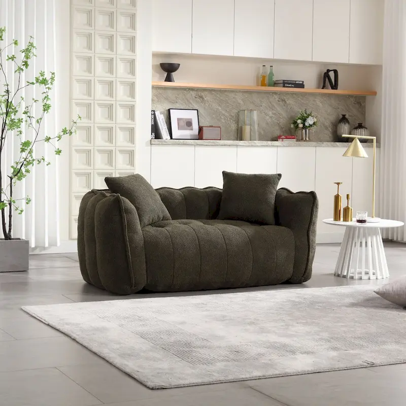 Square Bean Bag Chair – Brown/Red & Green – Seats 2