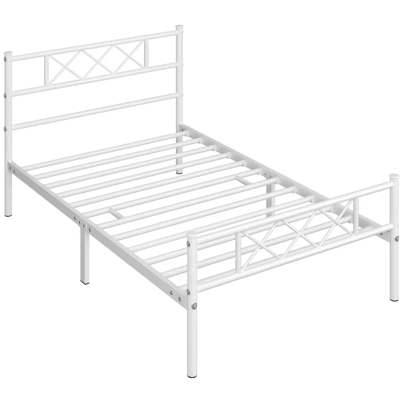 Metal Bed Frame with Slatted Base