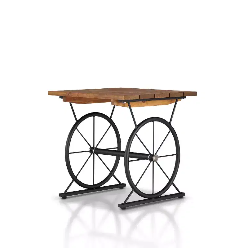 miBasics Bracken End Table Oak/Brown: Farmhouse Style, Industrial Design, Metal Frame, Wood Top, Storage Shelf
