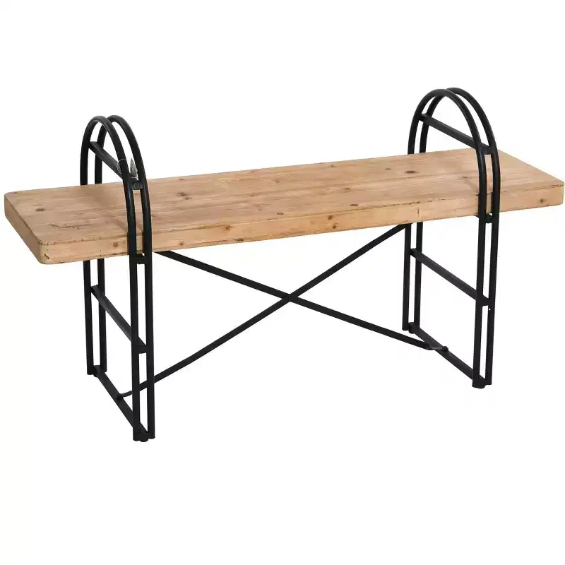 Wood and Metal Bench - Modern Boho Entryway & Living Room