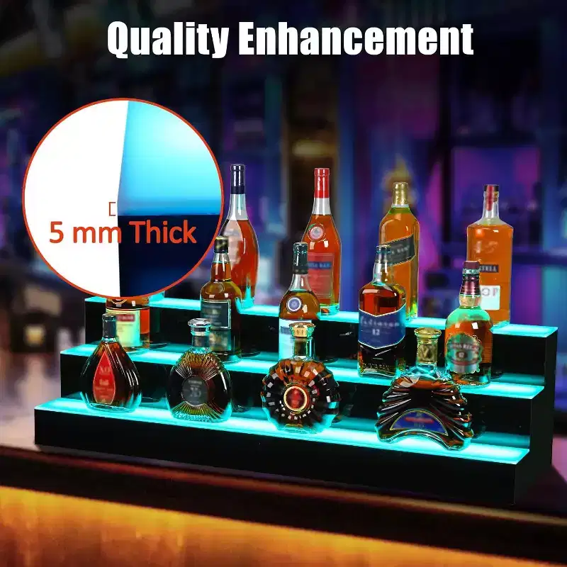 40 Inch 2 Tier Liquor Bottle Display Shelf with Remote & App Control, 16 Colors, 4 Modes, 1-8 H Timing, Liquor Bar Shelf Lights for Home