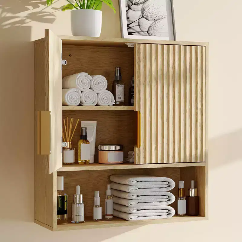 Bathroom Wall Cabinet - Medicine Cabinet with Barn Doors & Adjustable Shelf - 25x23.6x9 Inch Wall Cabinet