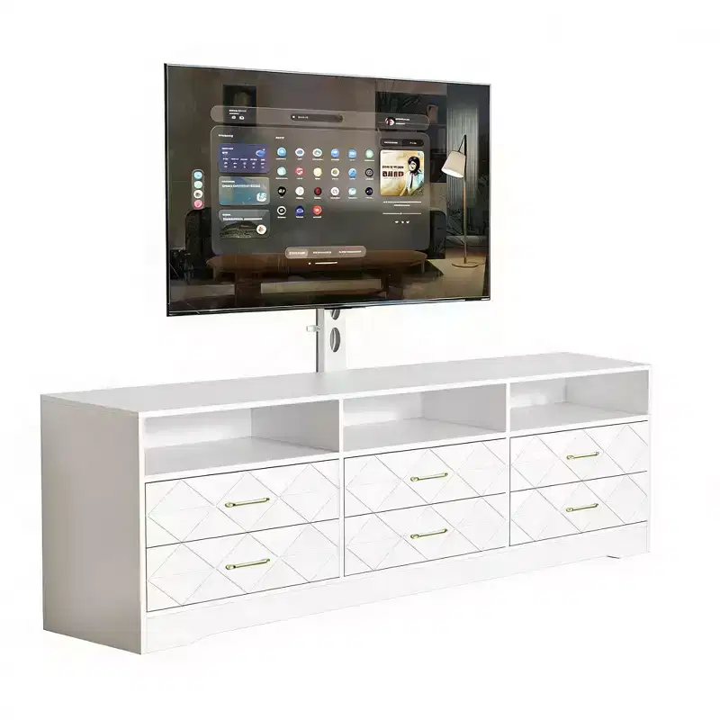 TV Stand with Mount for 35-85 Inch TVs, 6 Drawer Entertainment Center, Adjustable Media Console Storage for Living Room