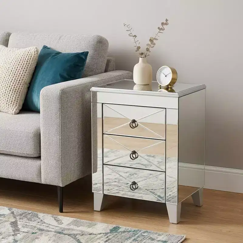 HomeRoots 26 Silver End Table With Three Drawers