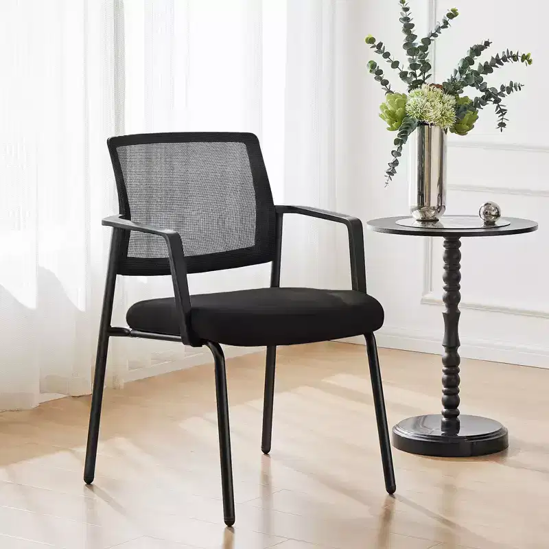 Mesh Back Stacking Arm Chairs , Upholstered Fabric Stacking Chairs, Sturdy Metal Stacking Chairs