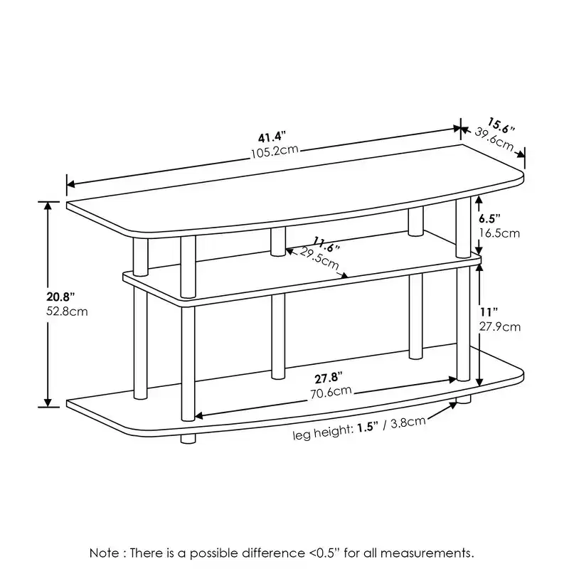 Furinno 3-Tier No Tools TV Stand Entertainment Center Hold up to 46 TV White Oak