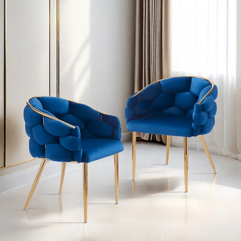 Modern 29.5 Velvet Arm Chairs with Gold Legs and Metal Frame for Living Room (Set of 2)