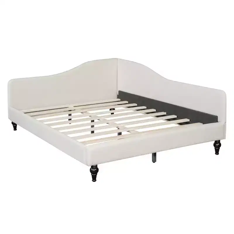 Whisen Stylish L-Shaped Design Solid Wood Legs Linen Daybed