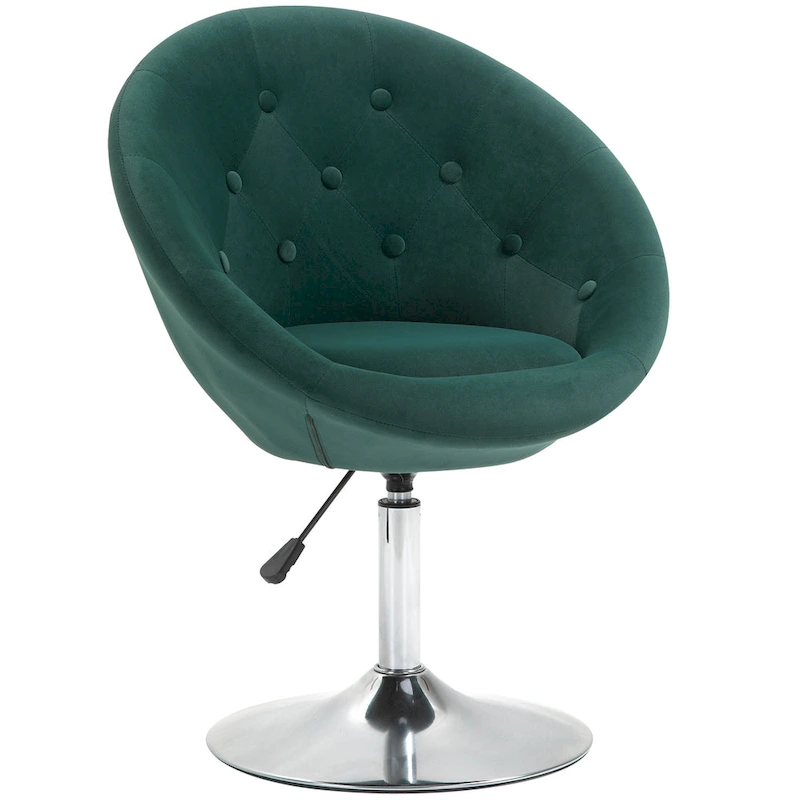 HOMCOM Swivel Accent Chair Modern Makeup Vanity Chair Adjustable Height Leisure Lounge Chair