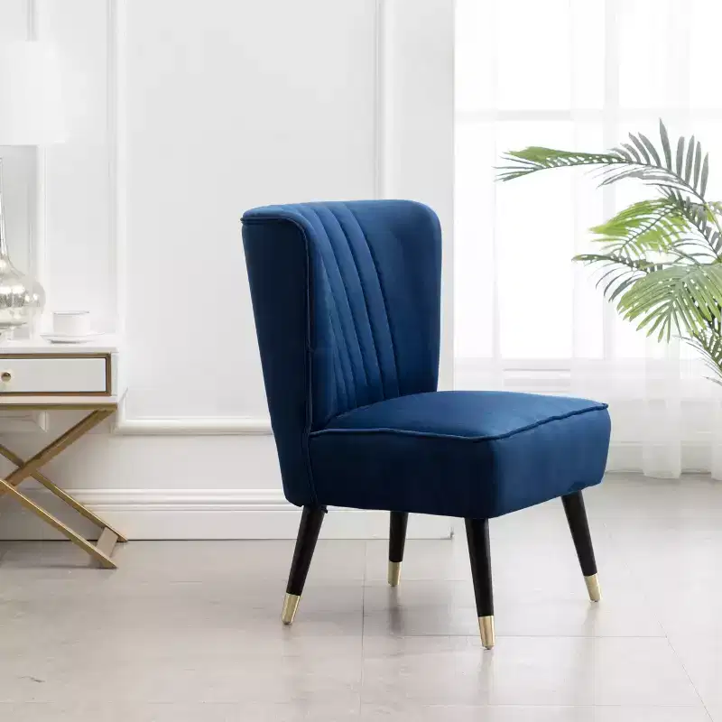 Roundhill Furniture Elon Contemporary Velvet Upholstered Accent Chair, Blue