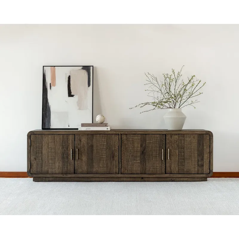 Aurelle Home Modima Rustic Rounded Edge Entertainment Center