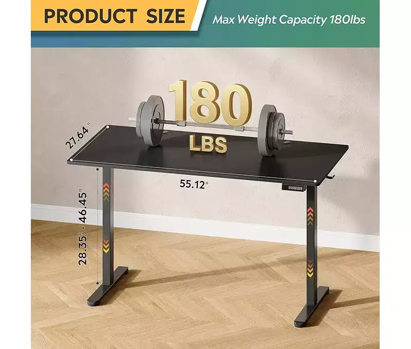 GALAXHERO 55 x 28 Inches Electric Standing Desk Height Adjustable Stand Up Desk for Office Ergonomic Sit to Stand Workstation with Phone Holder Black